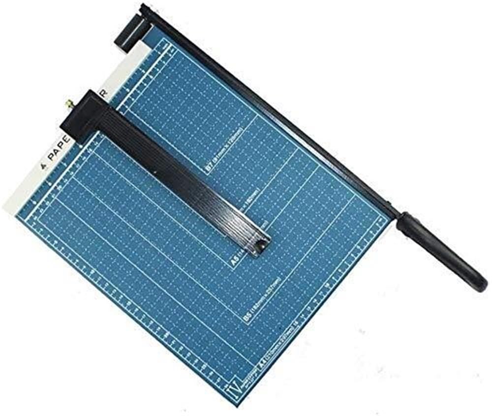 Taglierina e rifilatrice Portatile per Carta, Formato A4, Robusta, con Struttura in Metallo e Sistema di Sicurezza Automatico (Blu)