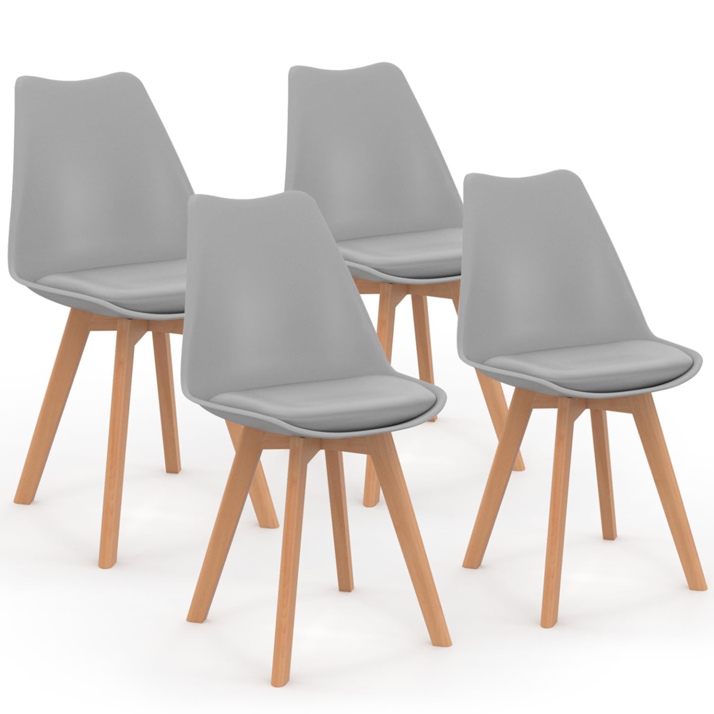 IDMarket - Set di 4 sedie da pranzo grigio chiaro SARA
