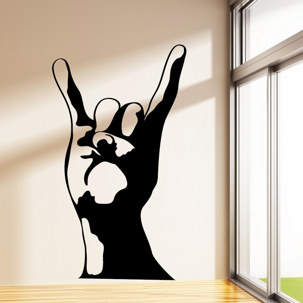 Wandtattoo „Mano Cornuta – Rock ’n’ Roll“ Handzeichen – Bis 80x140 Cm, Viele Farben