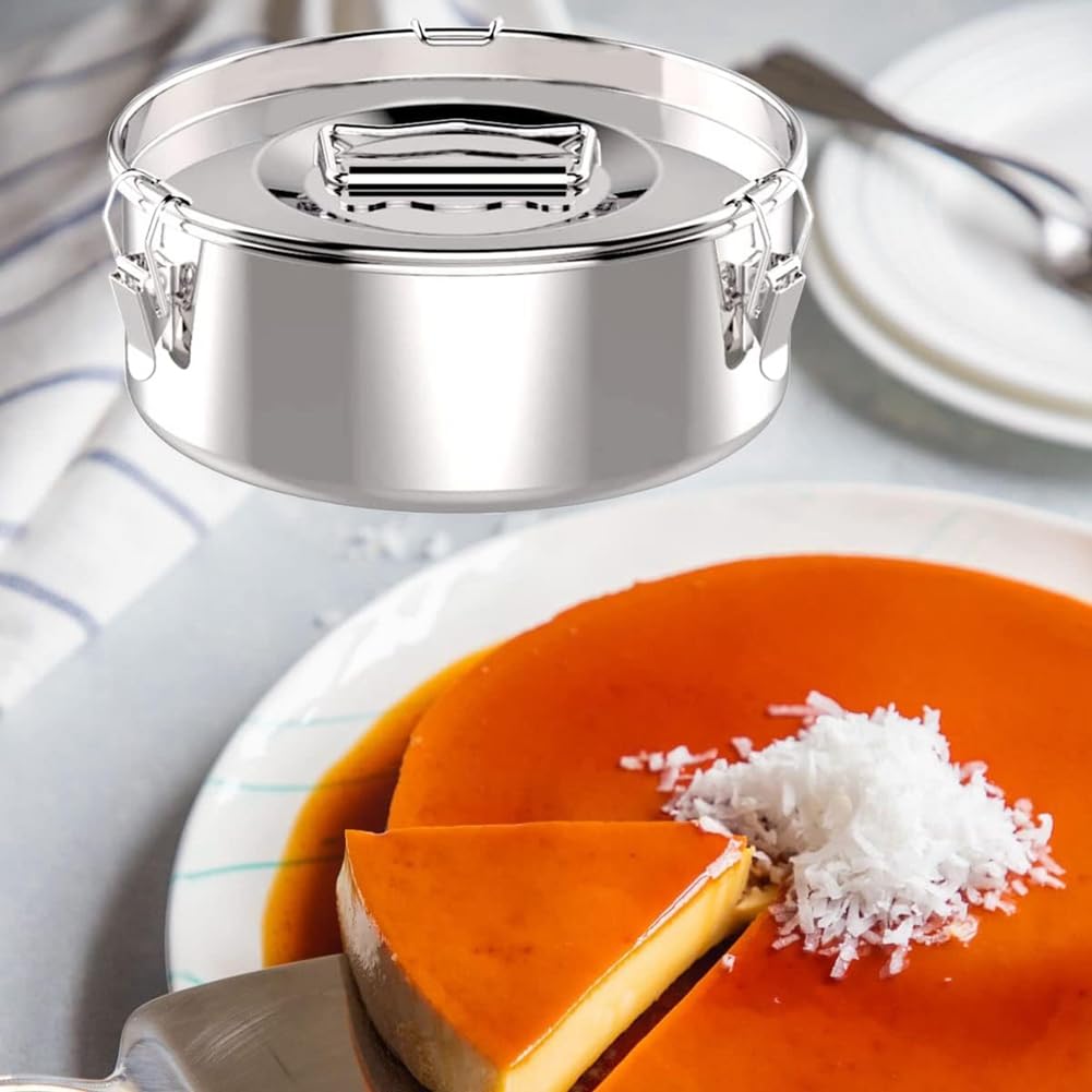 Molde para de 2.3 Cuartos, Molde para Flan de Acero Inoxidable con Tapa - -