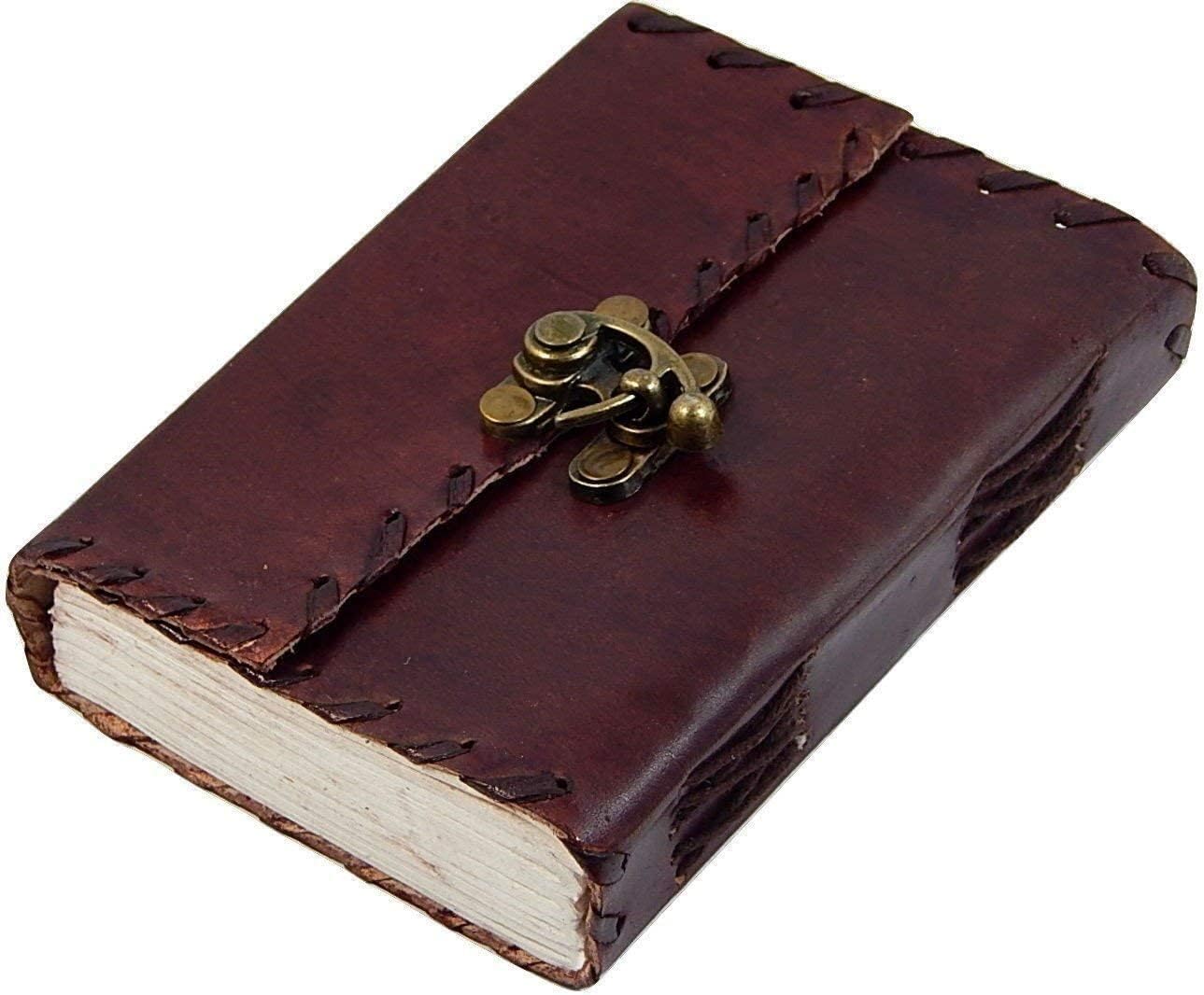 Handmade Leather Paper Notebook Journal Diary With Lock And Key For Writing Notes Gifts And Memories (4 X 5 Inch), 200 Pages