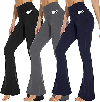 3 Packs Leggings with Pockets for Women, Soft High Waisted Tummy Control Workout Yoga Pants