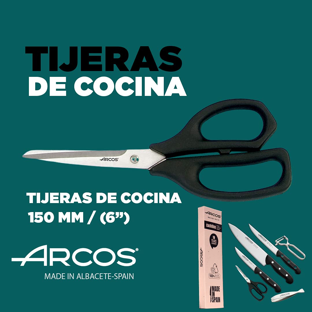 Arcos Juego Cuchillos Cocina cuchillos | Cuchillo profesional | 6 piezas | Chef 215 mm + Cocina 150 mm, Verduras 100 mm + Tijera cocina + Pelador de fruta y verdura + Pinza para pescado