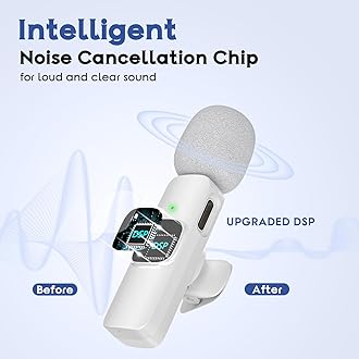 USB C Mini Wireless Lavalier Microphone for iPhone 15 16, iOS and Android Devices - Noise Reduction Lapel Mic for Recording, Clip on Omni Lav Mic for Video Recording, Tiktok, Youtube, Vlog (White)