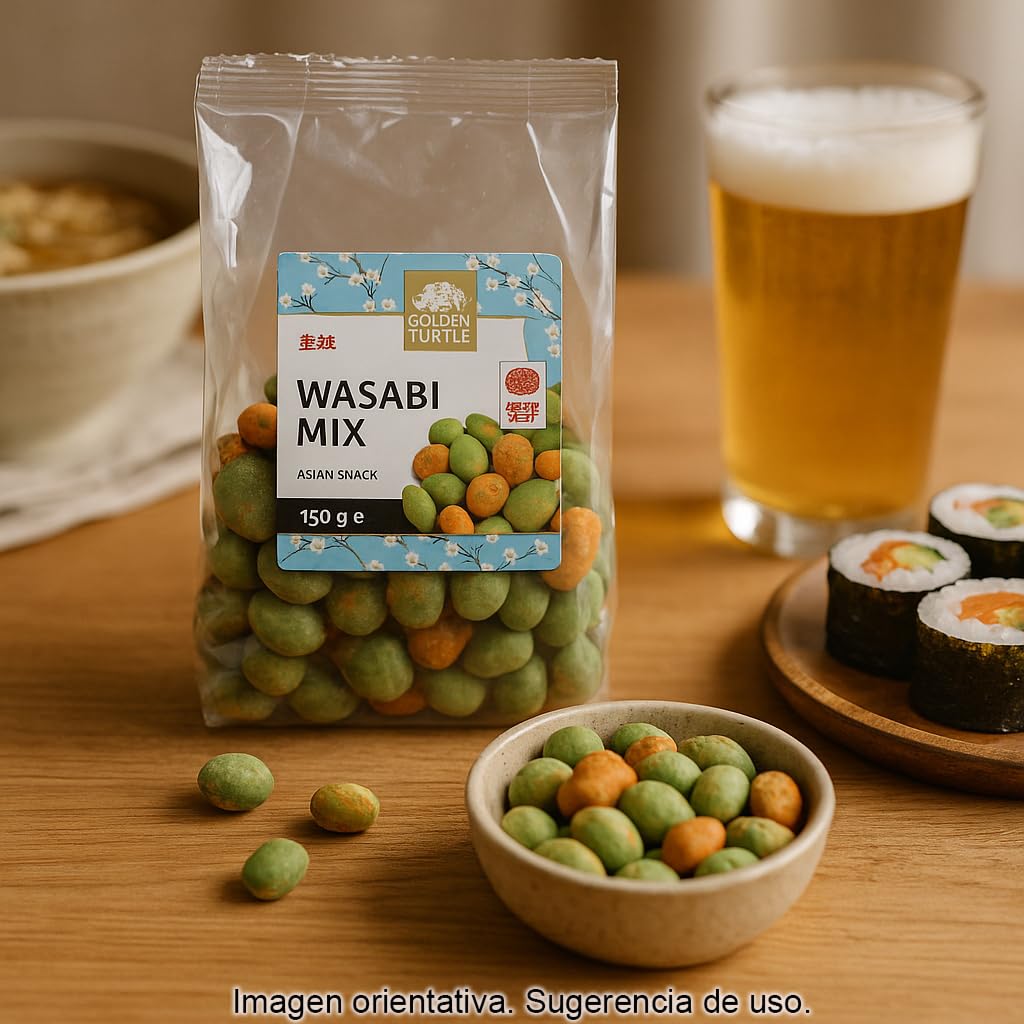 Snack Mix de Wasabi 150g Pack 2 Unidades Aperitivo Crujiente de Cacahuetes Picante Sabor Asiático