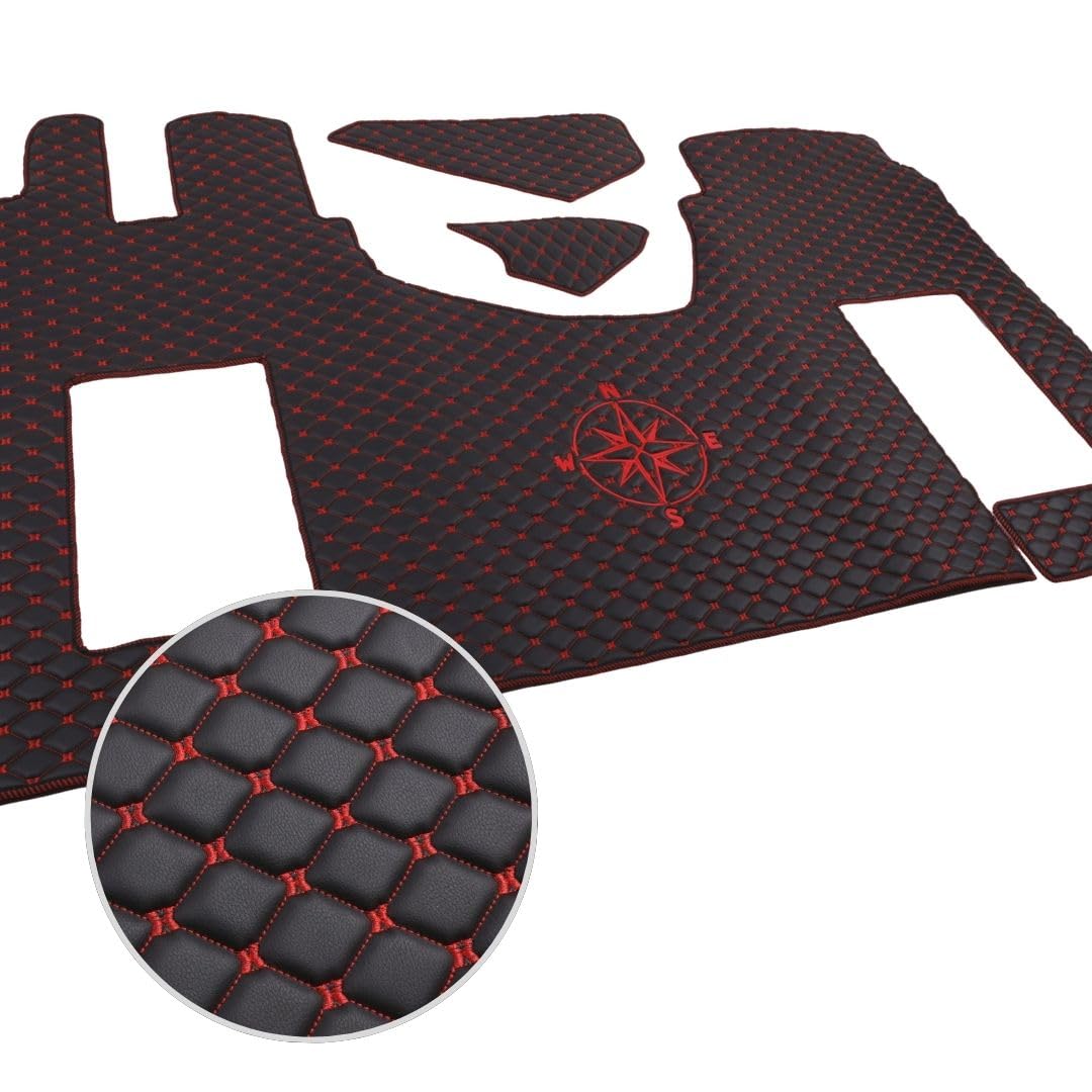 Tappetini per camion compatibili con Mercedes Actros MP4, MP5, MP6 con sedile passeggero sospeso – Elegante trapuntatura e logo esclusivo