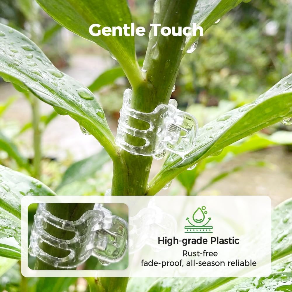 Plant Clip Secured Plastic Plant Clip, Orchid Clips Plant Orchid Support Clips Flower and Vine Clips, for Climbing Plants Clips for Tomato Grape Vine Vegetables Plant Clips (200pcs)