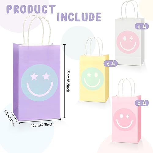 Miniatura 2 de 16 bolsas de papel de regalo de cara sonriente, suministros de fiesta de preparación, bolsas de dulces pastel, decoración de fiesta de papel kraft