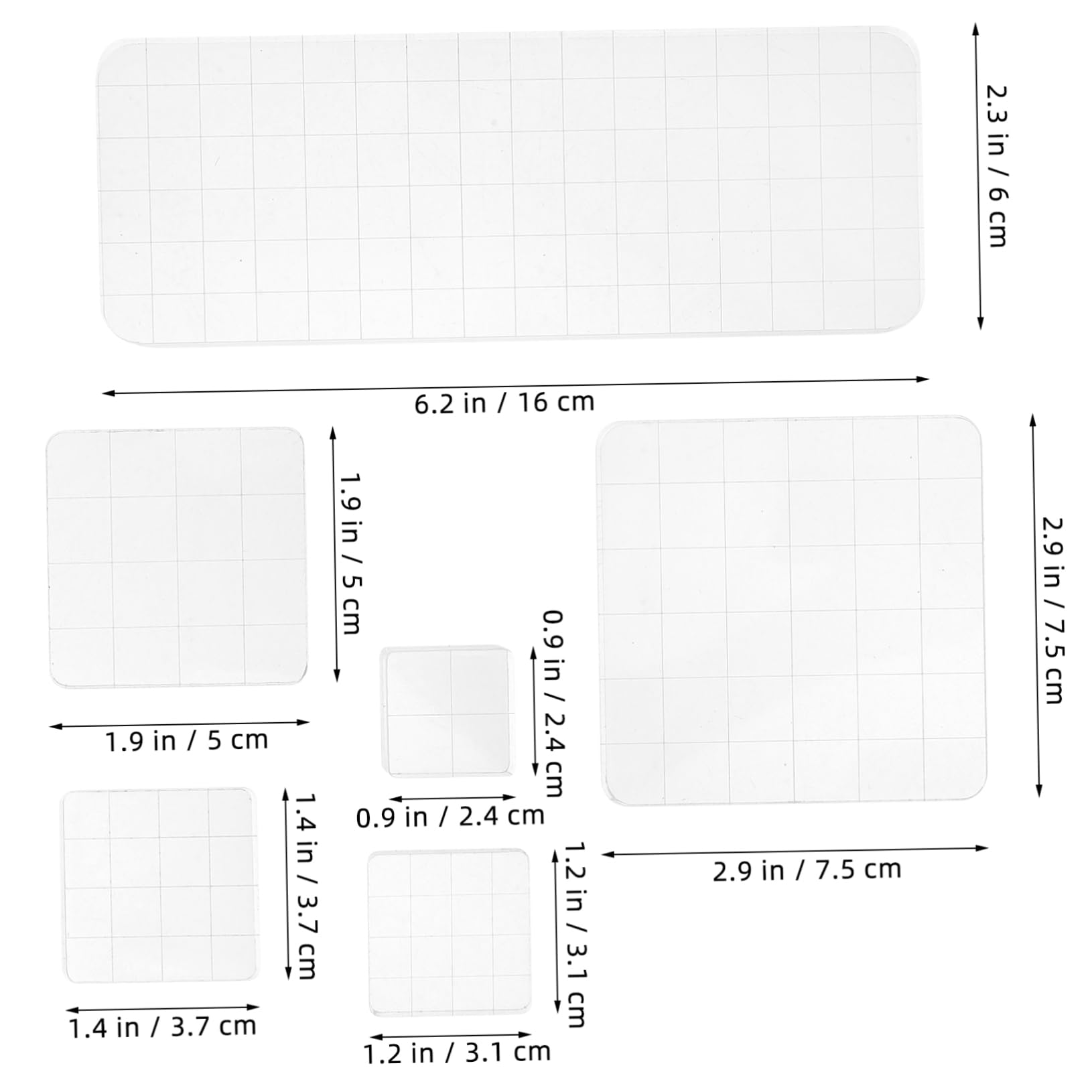 SEWACC Acrylic Stamping Blocks Rectangle with Grid Lines 6pcs Set for Crafting and Scrapbooking