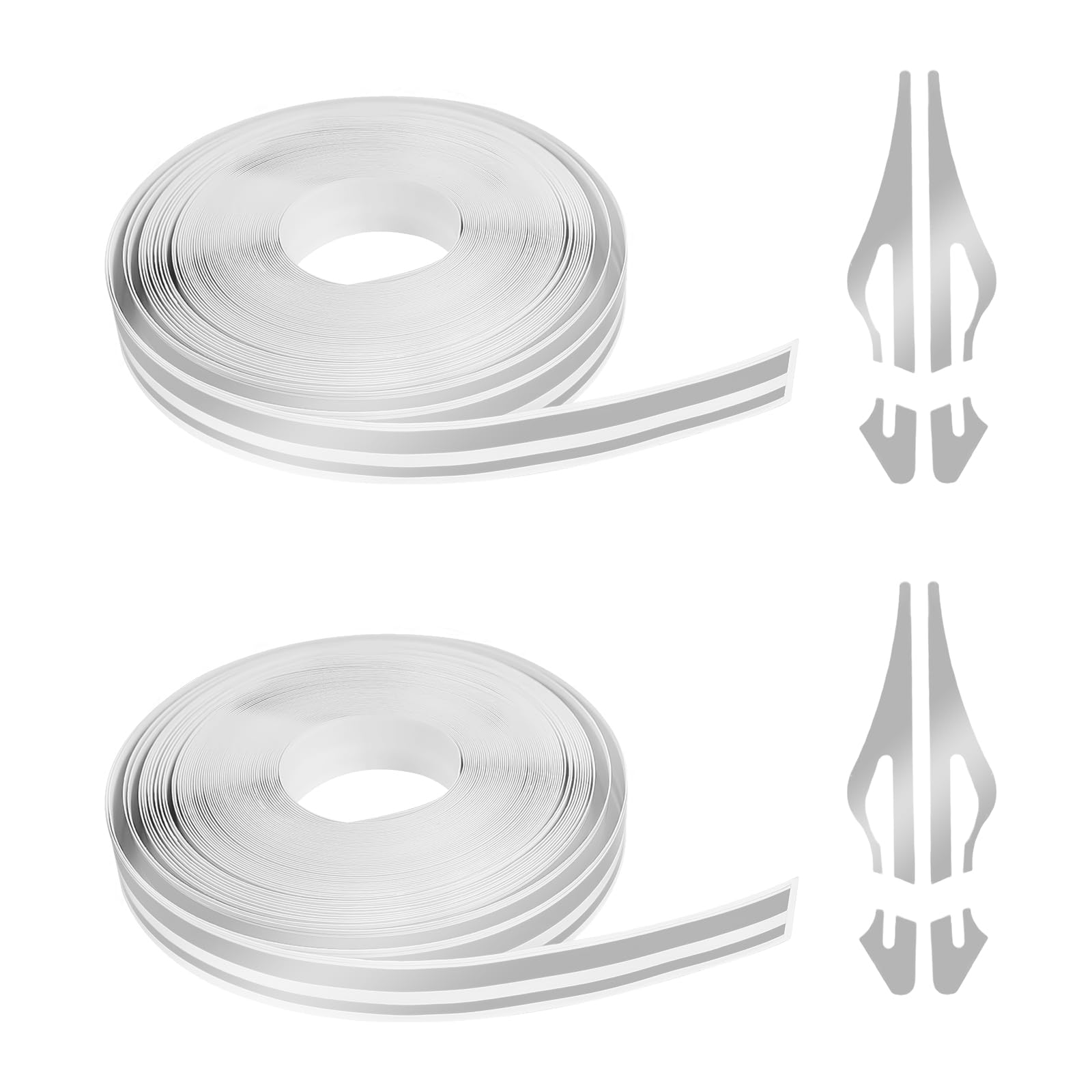 2 Rolls 32Ft Car Pinstriping Tape, Vinyl Pin Stripe Decal (Silver)