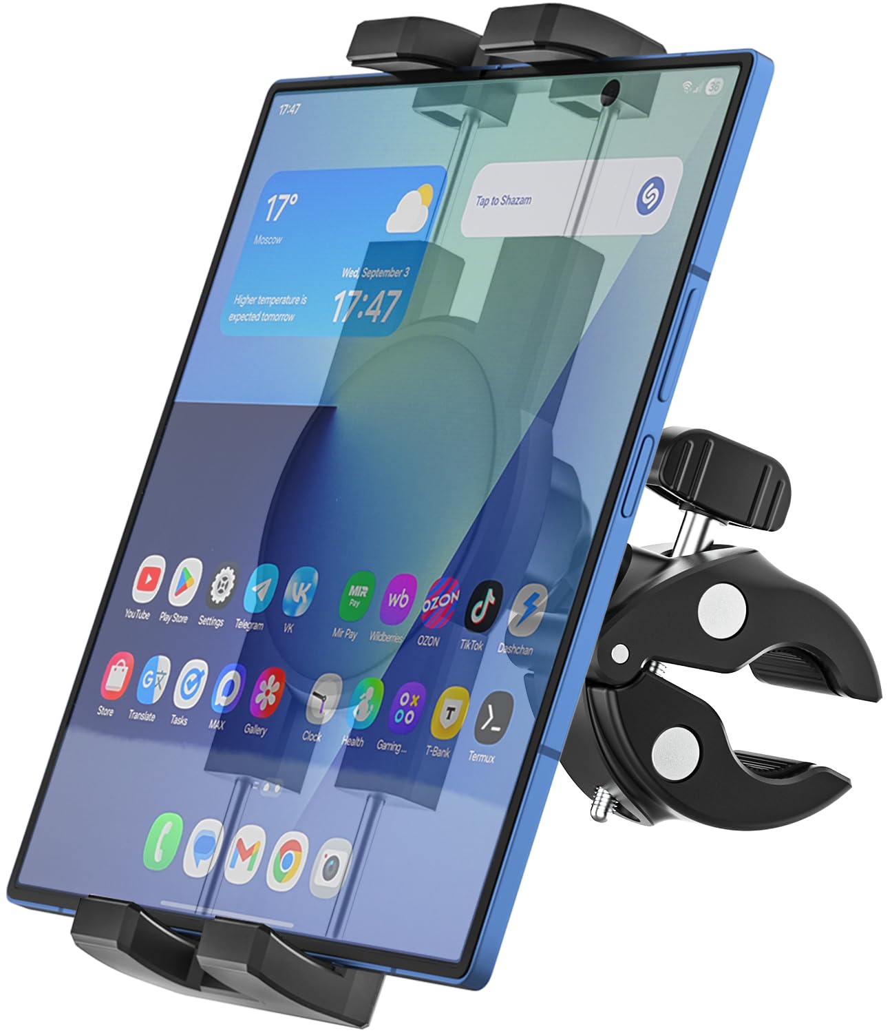 Boot Ruder Tablet Halterung für 4,7-13 Zoll iPad, 360° Drehung Marine Rail Tablet Halter, Bootslenkrad Tablethalterungen für iPad Pro/Air/Mini, Smartphone, Galaxy Tab, Fire HD, iPhone