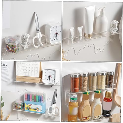 Miniatura 3 de 2 estantes flotantes transparentes montados en la pared, organizadores de baño y almacenamiento para cosméticos, soporte para brochas de maquillaje,
