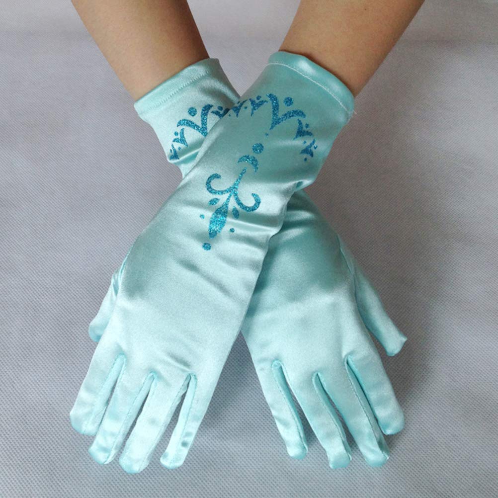Guantes de princesa Elsa de satén para vestir, accesorios de fotografía para fiestas, niños 4-12 años