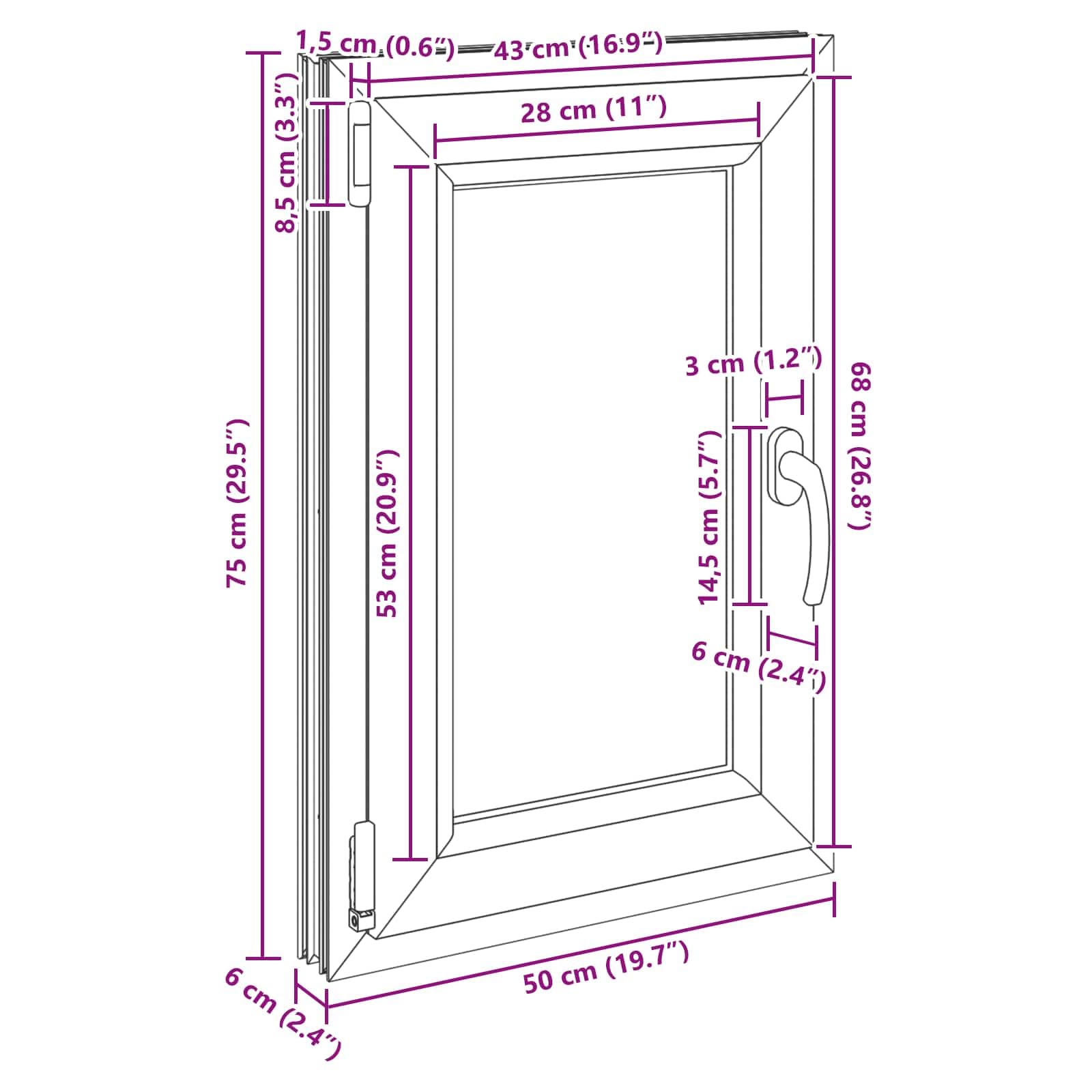 vidaXL Ventana de sótano RISOR 50 x 75 cm PVC y Vidrio Blanco, Sótano, Aislante Térmico Moderno y Duradero para Ventanas Eficientes, Accesorios de Vidrio PVC Aislantes