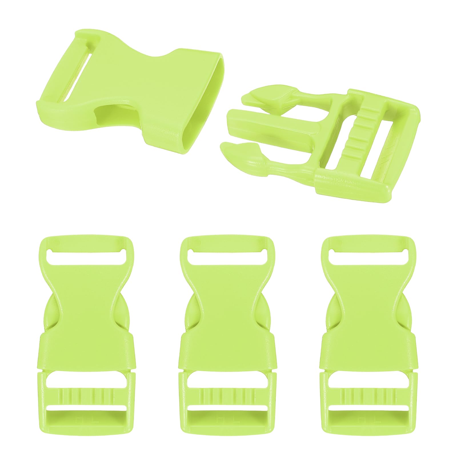 PATIKIL 4 Pack Quick Side Release Buckle, 1"(25mm) Plastic Buckle Clip Dual Adjustable Belt Snap Fasteners Clasp for Backpack Outdoor Paracord Bracelets Pet Collar, Light Green