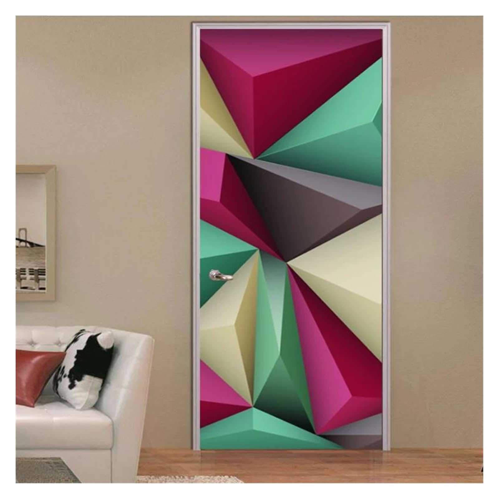 Sticker mural porte déco abstraite papier peint intérieur autocollant 95x215