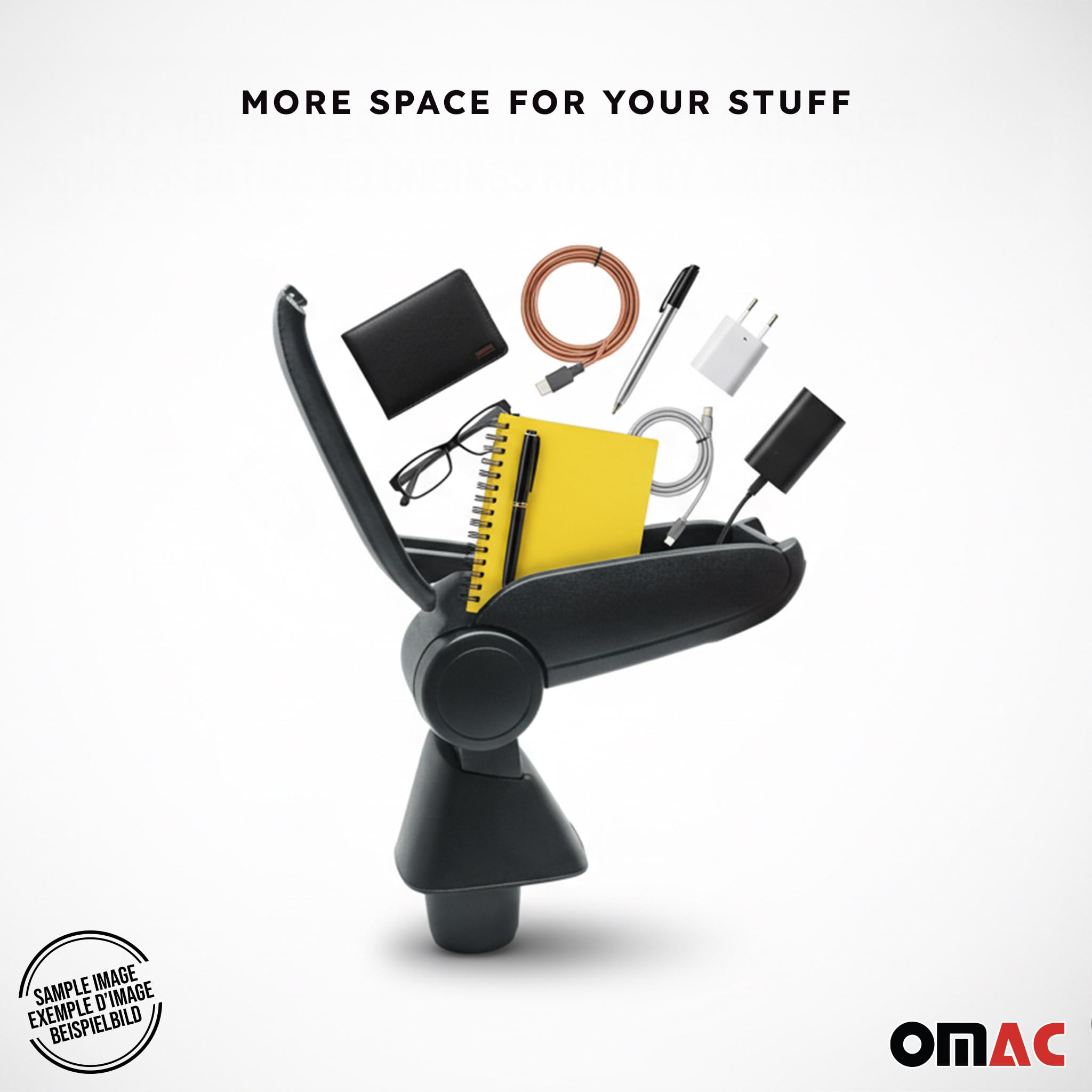 OMAC USA Black Leather Armrest Centre Console Storage Box for Nissan Juke 2011-2017