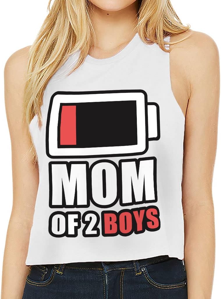 Mom of 2 Boys Racerback Cropped Tank - Cool Women's Tank - Trendy Tank Top