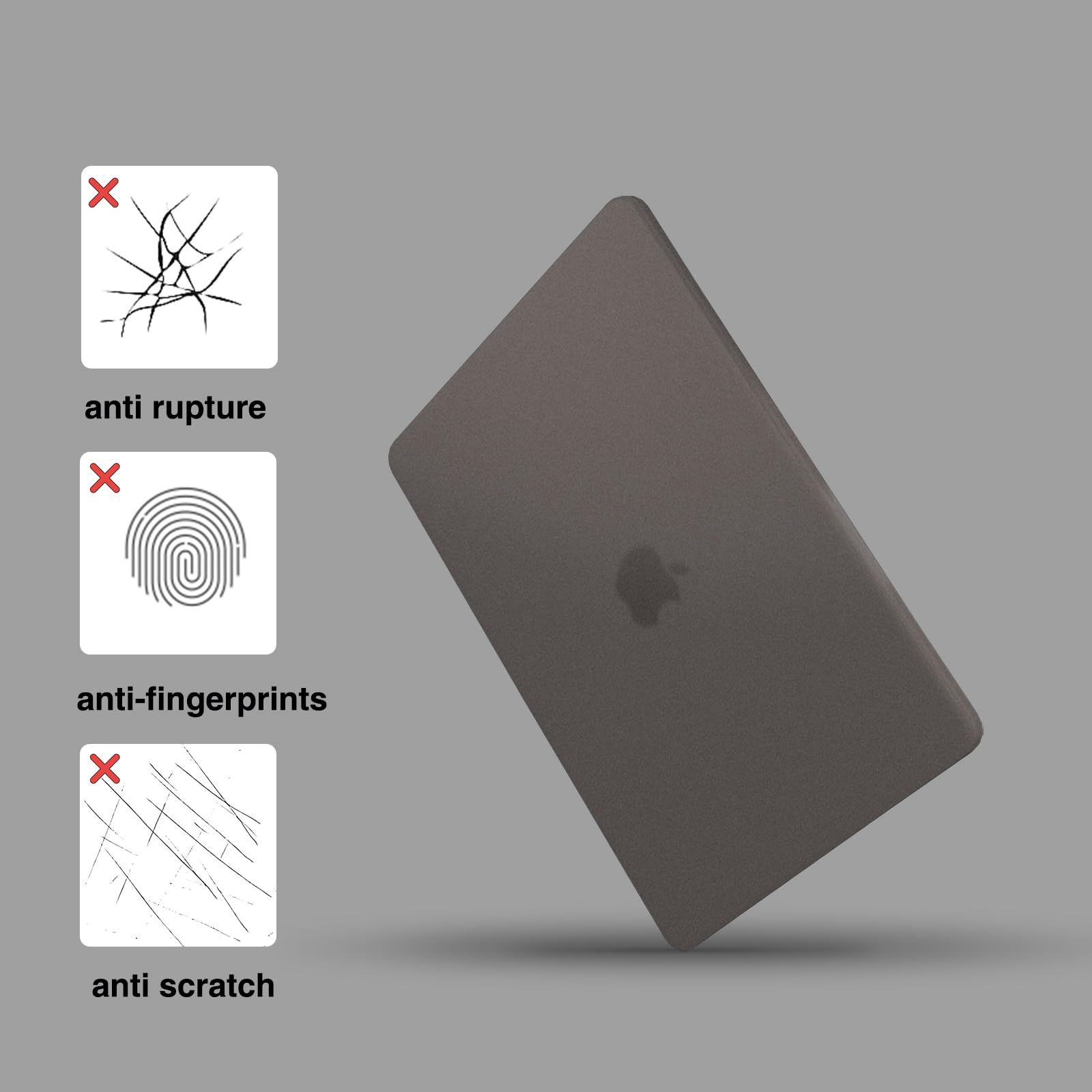 eleger Custodia non rigida compatibile con MacBook Air 13 pollici M4 A3240 M3 A3113 M2 A2681, versione 2025 2024 2022, Cover anti-crepa per MacBook Air 13,6", nero opaco