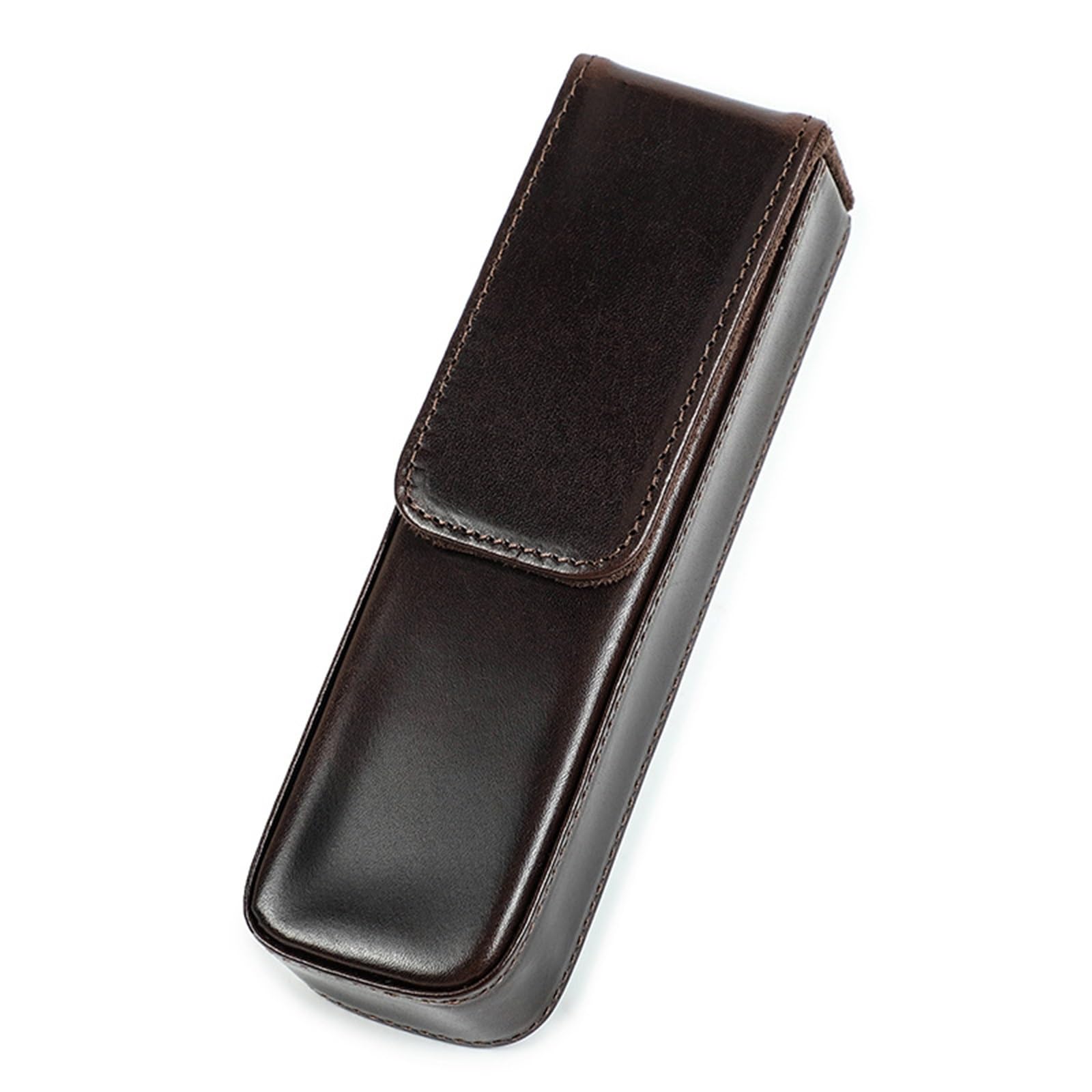 Estuche de Cuero para lápices Estuche para lápices de Cuero Organizador de bolígrafos Hecho a Mano para Adultos y Estudiantes para el Trabajo, la Oficina (café 16,7 x 5,3 x 3 cm)