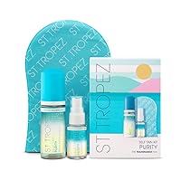 St.Tropez Self Tan Purity Starter Kit, formato da viaggio, mousse abbronzante all’acqua abbronzante 50 ml, nebbia viso 14 ml, guanto applicatore, vegano, naturale e cruelty free