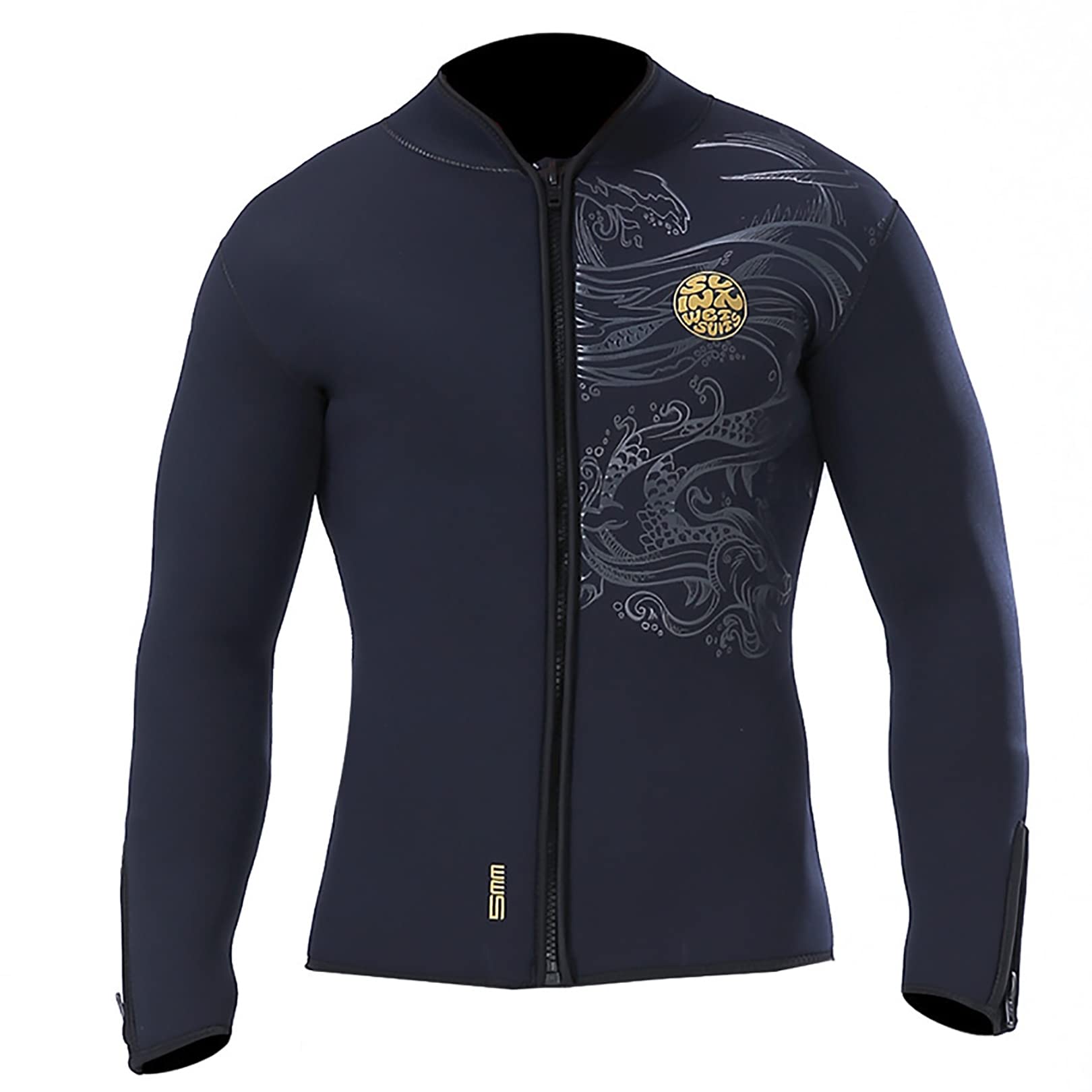 clhjinruoliu Men's Wetsuit Top 5MM Neoprene Long-Sleeve Jacket for Scuba Diving Surfing Snorkeling Swimming,3XL