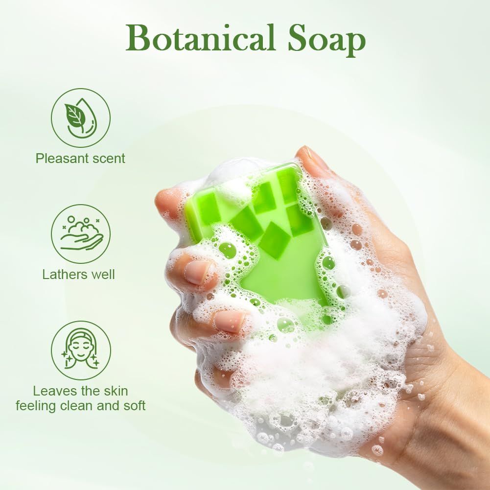 Mydło Aloe Vera w kostce, 2-pakiety naturalnego mydła, naturalny żel pod prysznic dla wszystkich rodzajów skóry, włosów, twarzy i ciała (Mydło Aloe Vera, 2 × 100g)