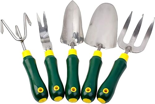 Juego de herramientas de jardín, 5 piezas de acero inoxidable, juego de herramientas de jardinería resistente, mini herramienta de plantas de