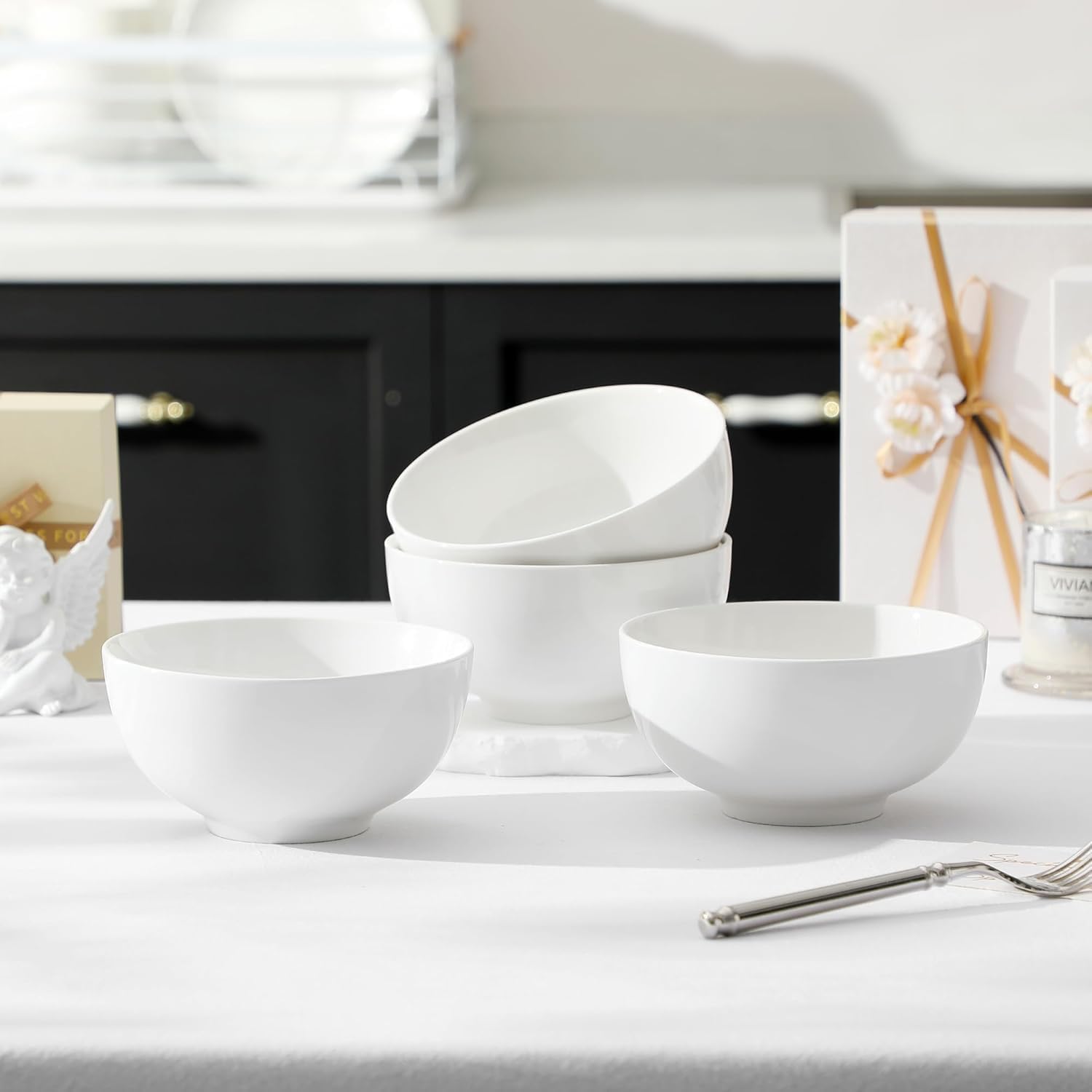 Versatile White Porcelain Bowls: Perfect for Soup, Cereal, and More!