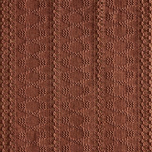 Image of ZeeMart Macrame Style Boho Table Runner, 12x60 Inch Terracotta | Woven Boho Table Runner with Handmade Tassels, Crochet Hollow Table Scarf, Farmhouse Kitchen Home Decor Dresser Runner