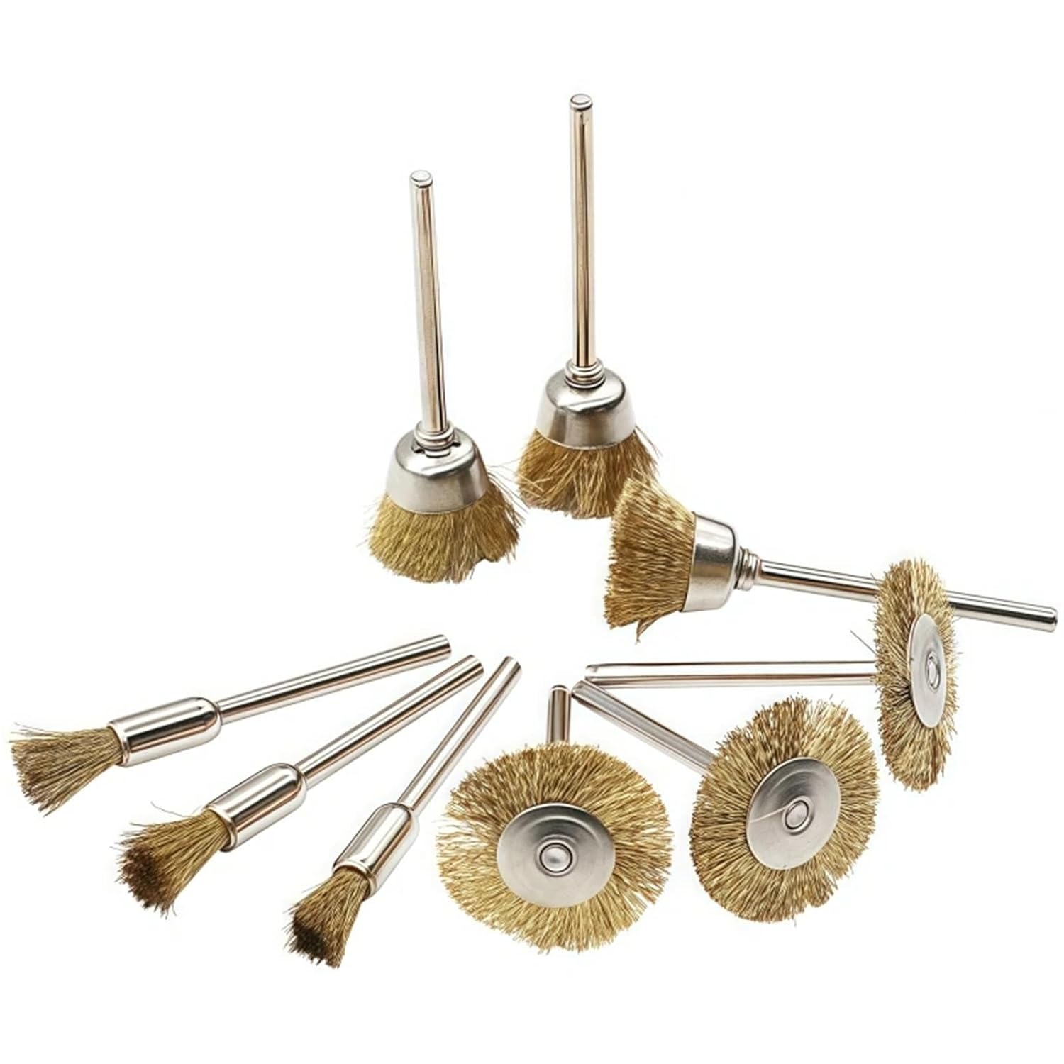 3pcs Brass Steel Wire Brush Wheel 3mm Shank for Angle Grinder Rust Cleaning Polishing Metal Wood Surface Rotary Tool Abrasive(3pcs Pen Brush)