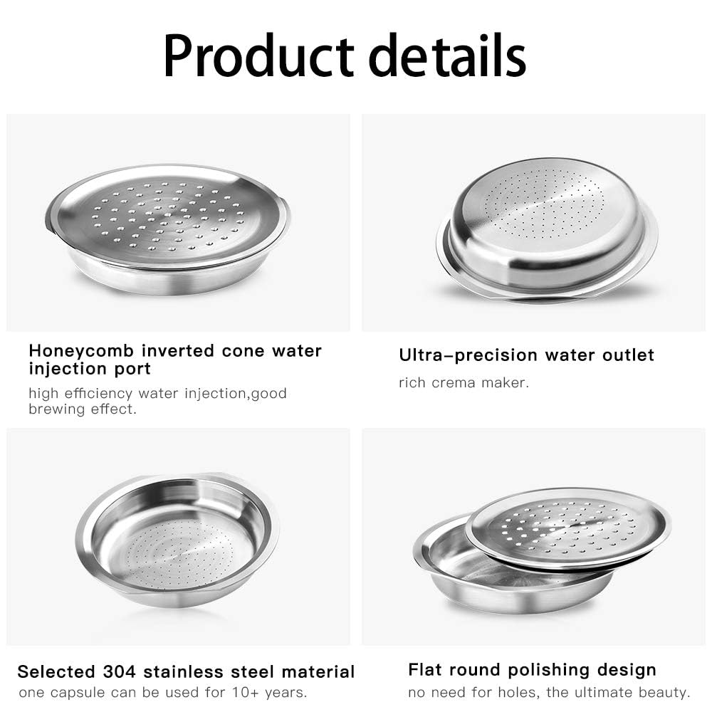 i Cafilas Cápsula de café rellenable de acero inoxidable para rellenar, compatible con Philips Senseo, cápsulas de recambio reutilizables para máquinas Philips Senseo (2 cápsulas de café+tamper)
