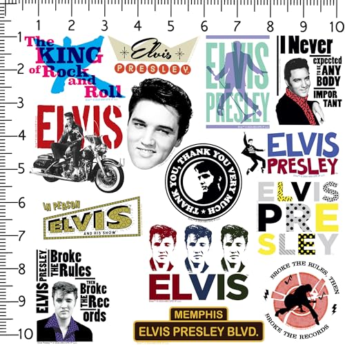 Elvis 50ct Vinyl Large Deluxe Stickers Variety Pack - Laptop, Water Bottle, Scrapbooking, Tablet, Skateboard, Indoor/Outdoor