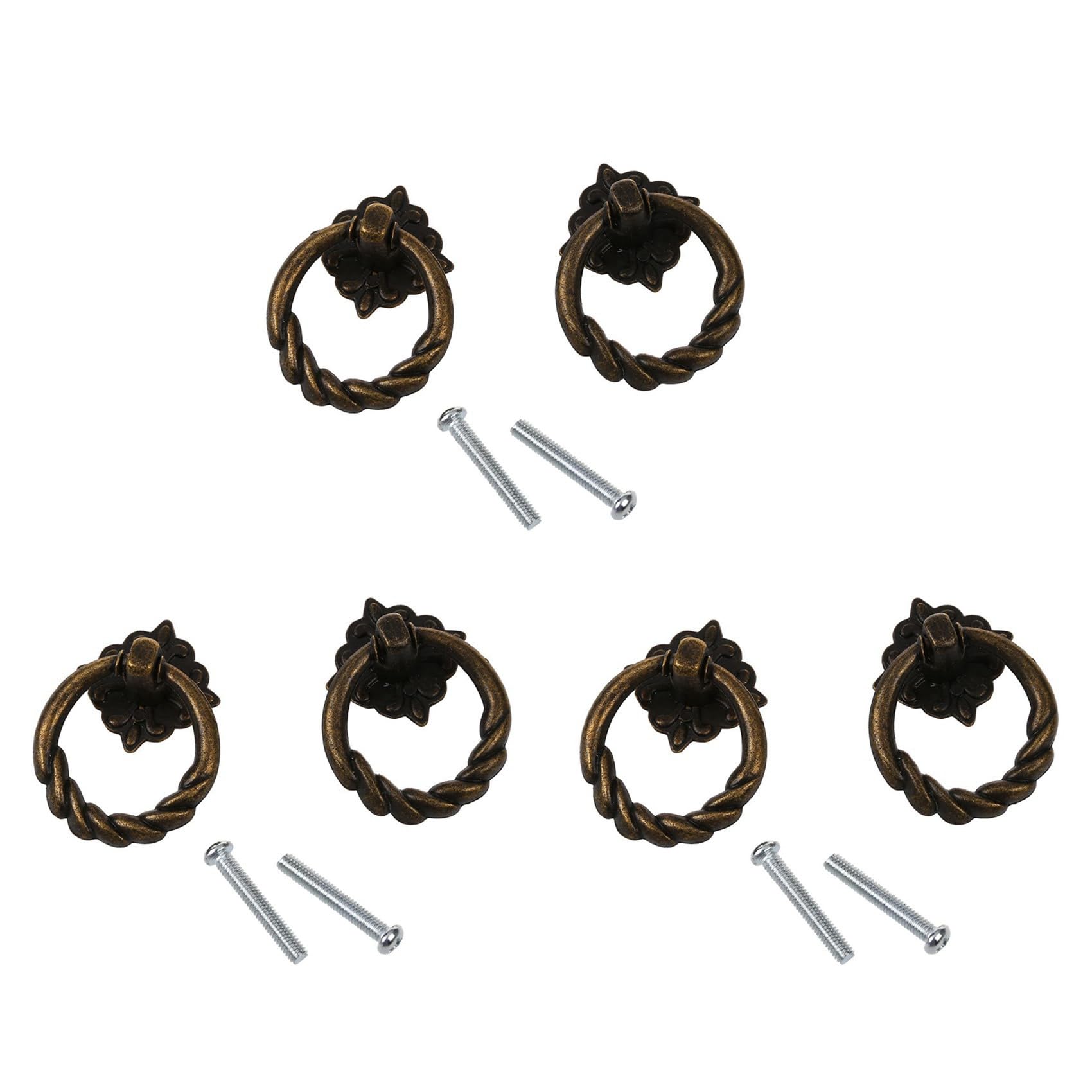 Jnchdghwa 6pcs Vintage Cabinet Drawer Dresser Cupboard Pull Handle Knob with Screws-Antique Brass
