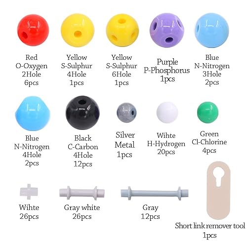 Vista 2 de Swpeet Kit de 115 piezas de modelo molecular de química orgánica para estudiantes y profesores, juego de modelos moleculares para química inorgánica
