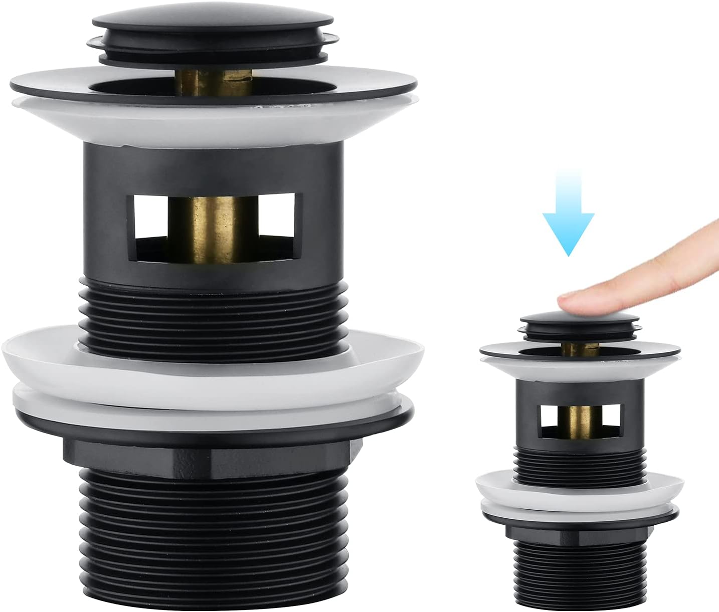 CREA Basin Sink Waste Pop Up, Click Clack Sprung Plug with Overflow for