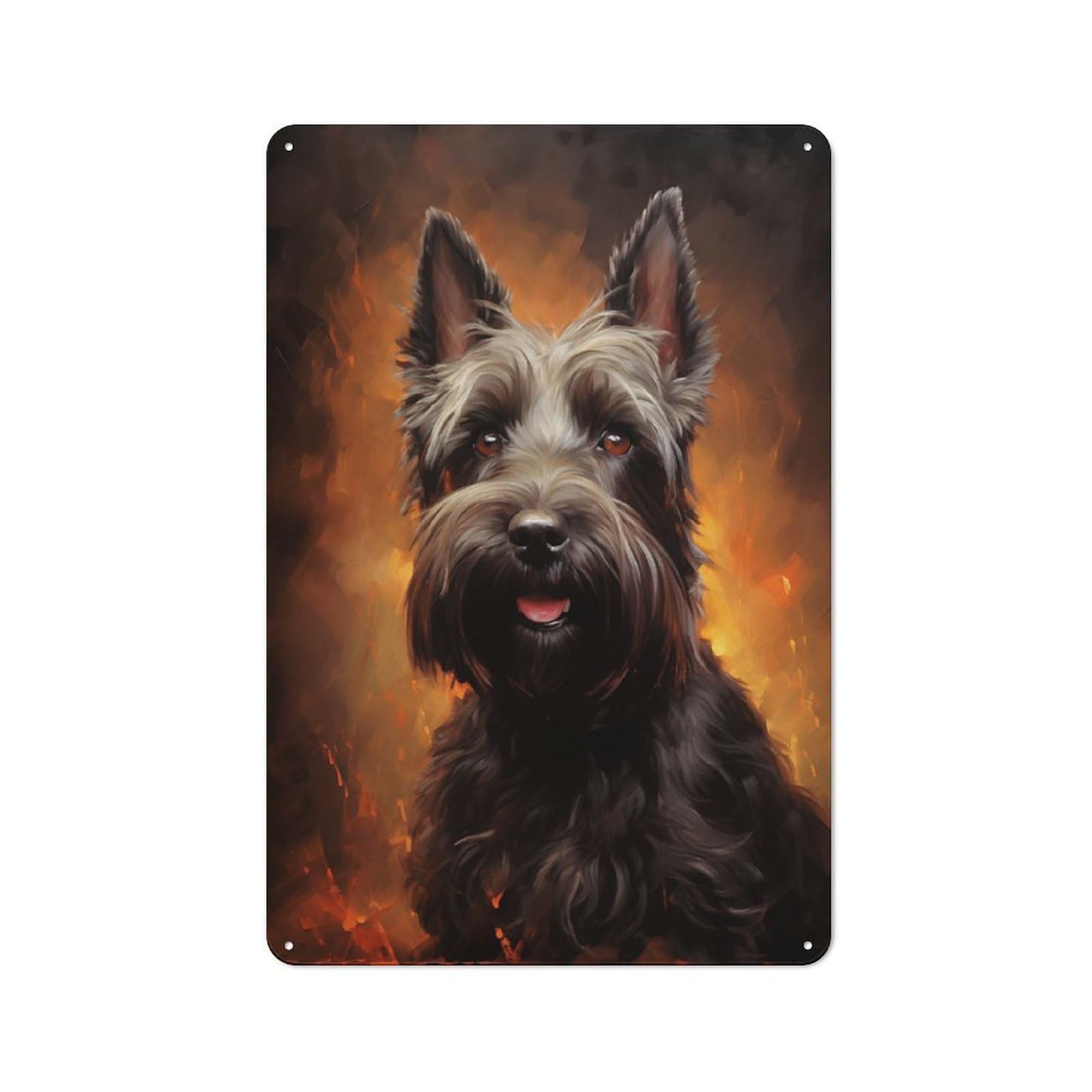 Junmoney Style-7 Black Scottish Terrier Portrait Vintage Tin Wall Plaque 30X20cm For Hobby Room Or Studio, A Decorative Metal Sign For Hobby Rooms And Studios