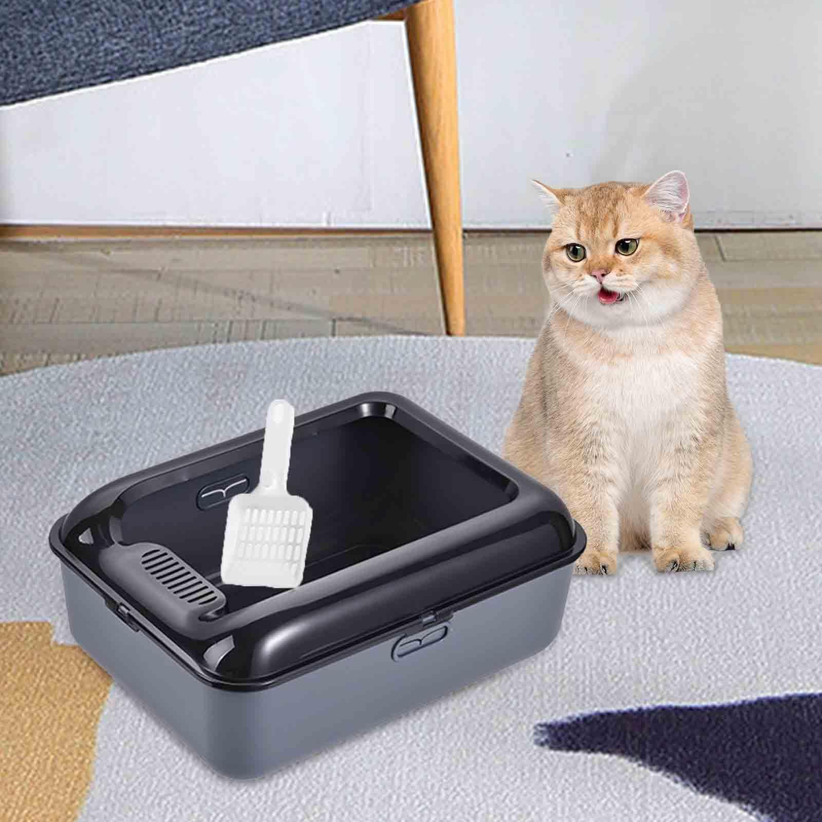 vaschetta per lettiera, Lettiera for gatti for animali con coperchio aperto(Gray,L)