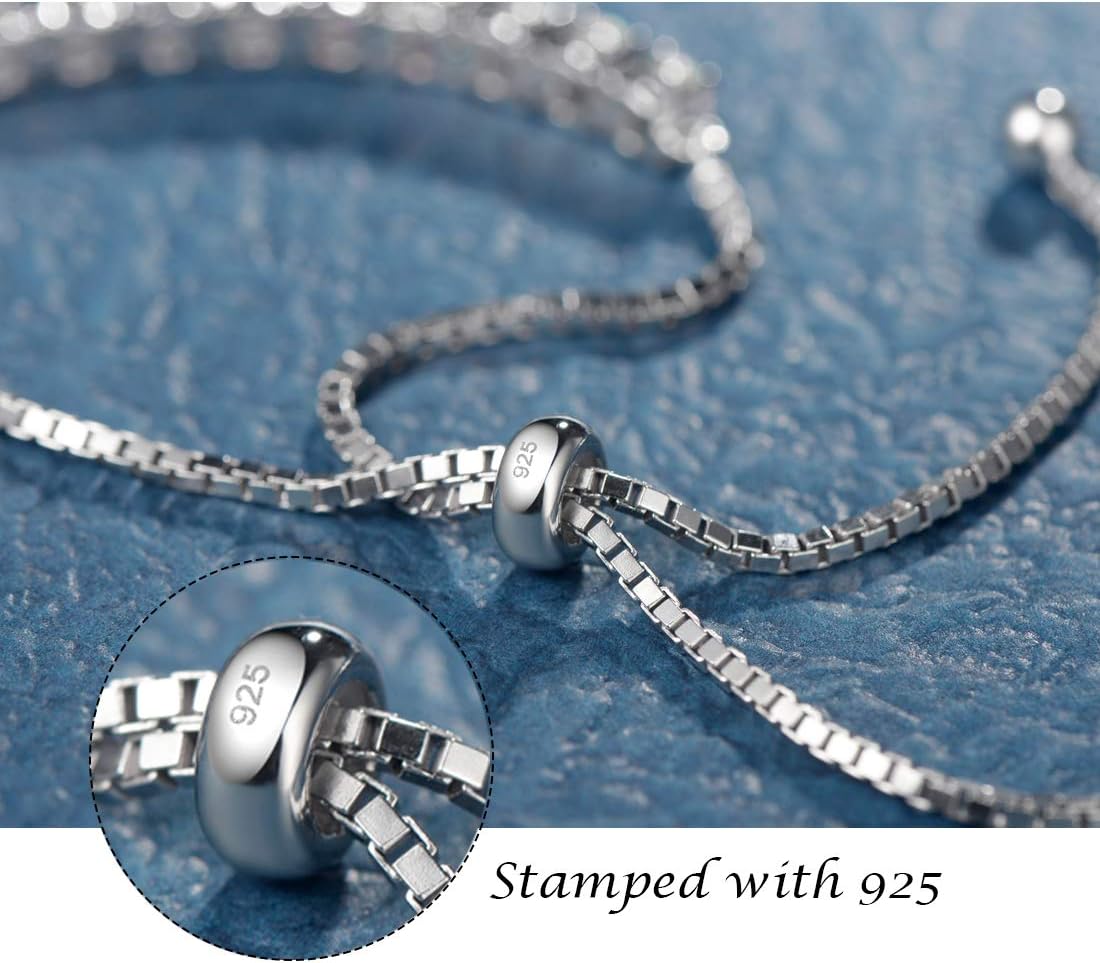 FANCIME Birthstone Bracelet Jewelry for Women Sterling Silver Tennis Bracelet Classic Bolo Adjustable Chain Fine Jewelry Anniversary Birthday Gifts for Women Mom Wife Her - Image 5