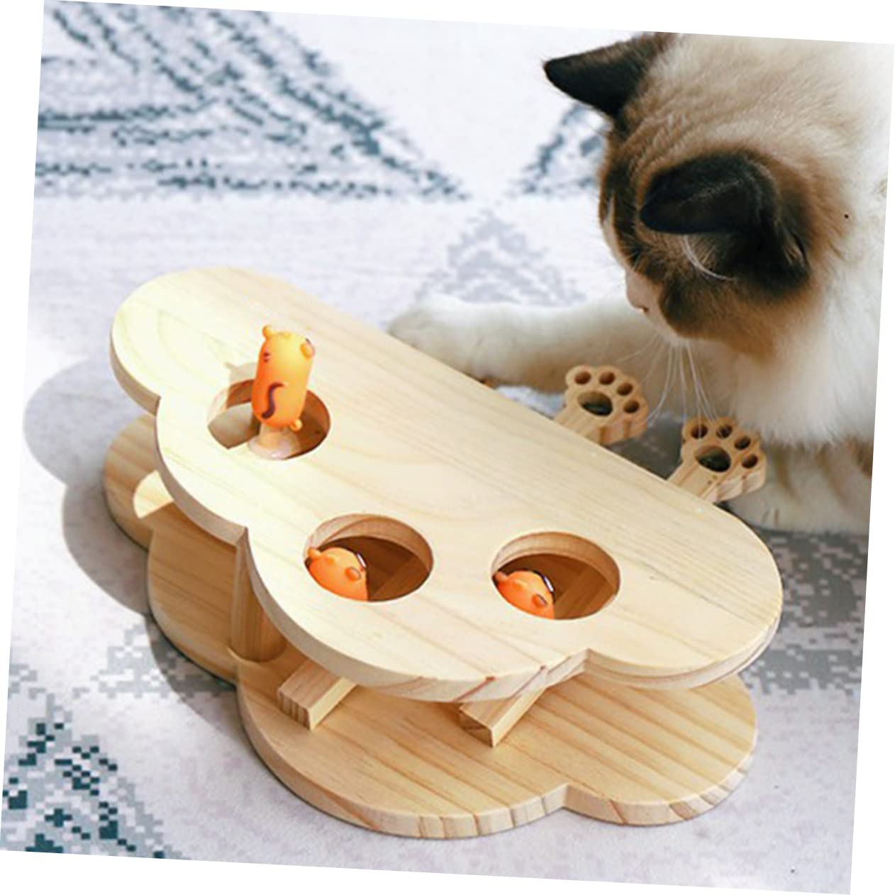 Toddmomy Juguetes Whack-Mole para Gatos Juguete De Madera Interactivo Divertido y para Jugar Ratones Falsos para Mascotas