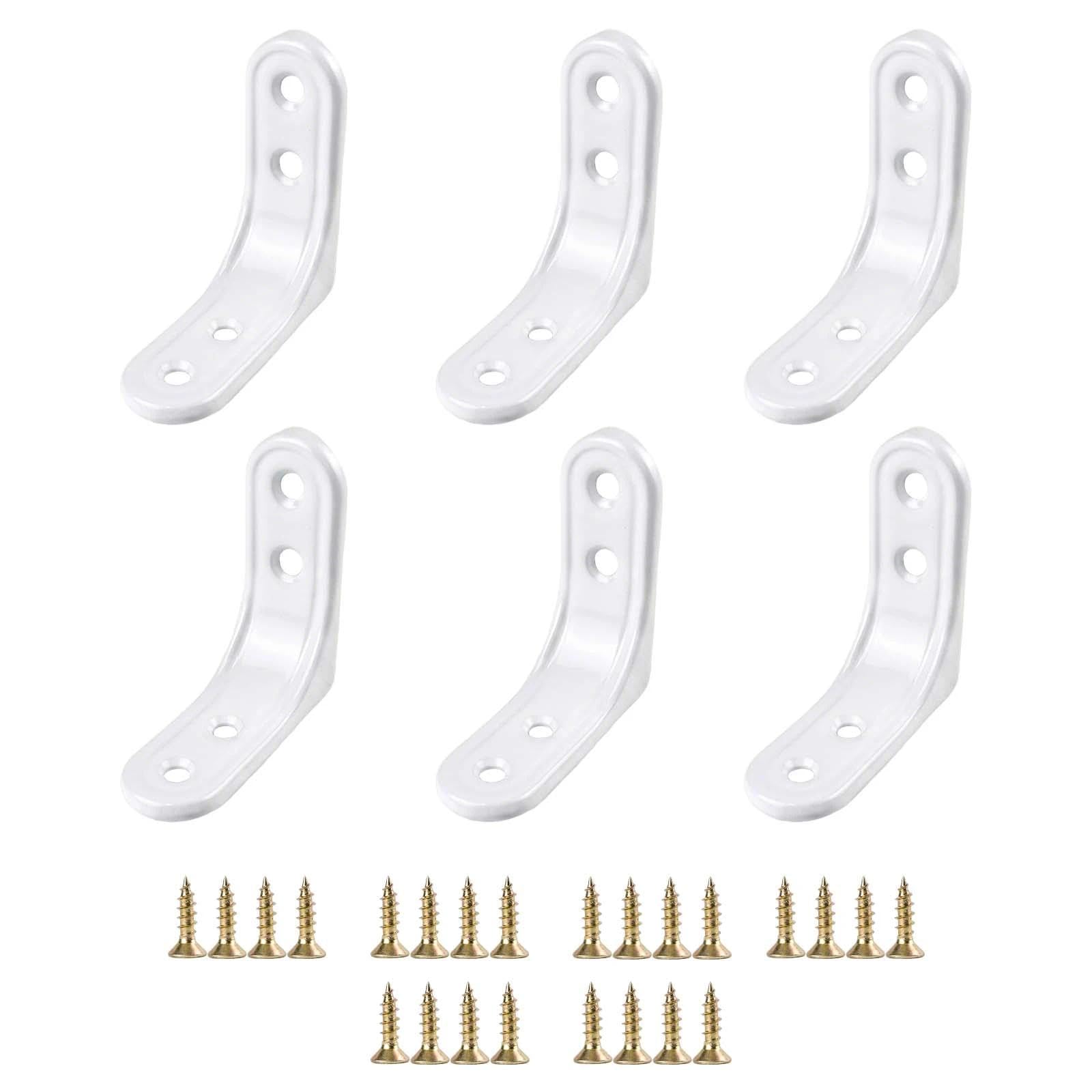 HHXUUAN 50mm White Heavy Duty L Brackets for Shelves with Screws, 6 Pcs