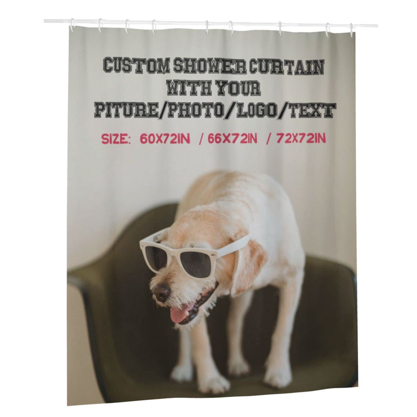 Custom Picture Shower Curtain with Hooks Personalized Photo Waterproof Bath Curtain for Bathroom Decorations