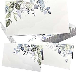 REEKNOKOL 50 Stück Tischkarten, Tischkarten mit Blättern für Tisch, Tischkarten für Hochzeiten, Tischkarten aus Papier, Tischkarten mit Namen, Tischkarten für Hochzeiten, Tischkarten für Geburtstage