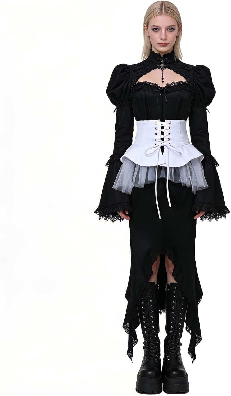 Steampunk Women's Tulle Skirts Waist Belt for Women Ruffles Pirate Corset Costumes