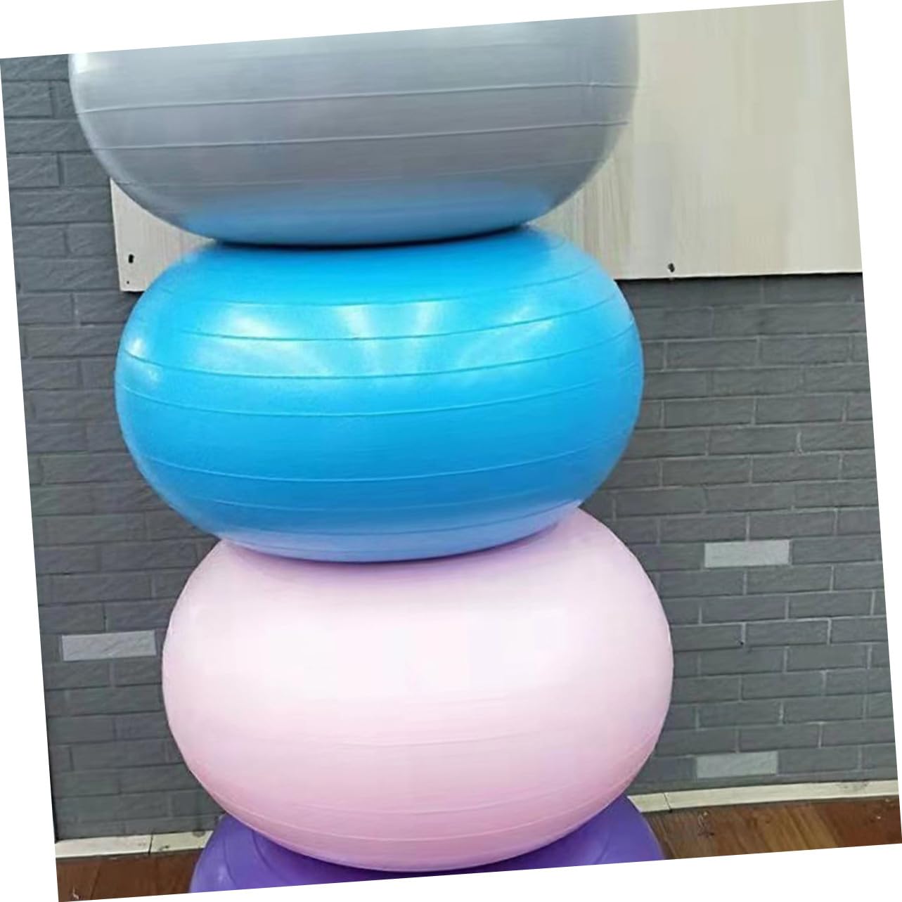 HEMOTON Pallone Yoga Gonfiabile a Ciambella Blu in Pvc con Pompa | Superficie Antiscivolo, Design Anti-scoppio e Alta Aderenza, per Stabilità e Allenamento in Casa