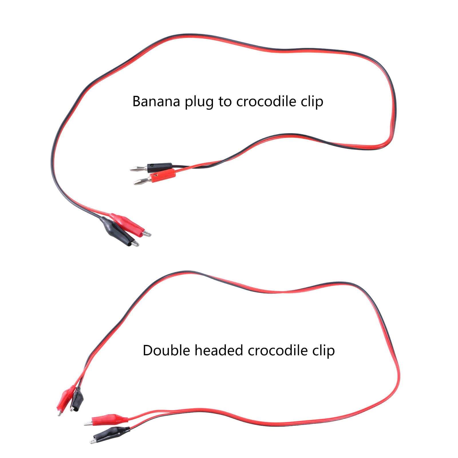 kobeIeen Alligators Clips Electric Test Clips Double-Ended Test Clips 2 Color Electrical Wire Power Test Cable