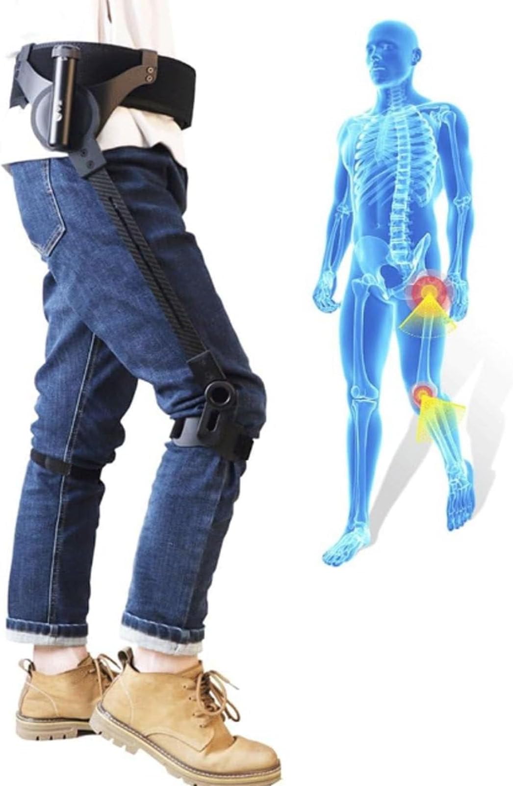 Power Walking Aid, Exoskeleton Assistance for Walking, 3 Level Adjustable Strength Body Power Walking Aids, Lower Limb Rehab Support for Elderly and Limited Mobility,L