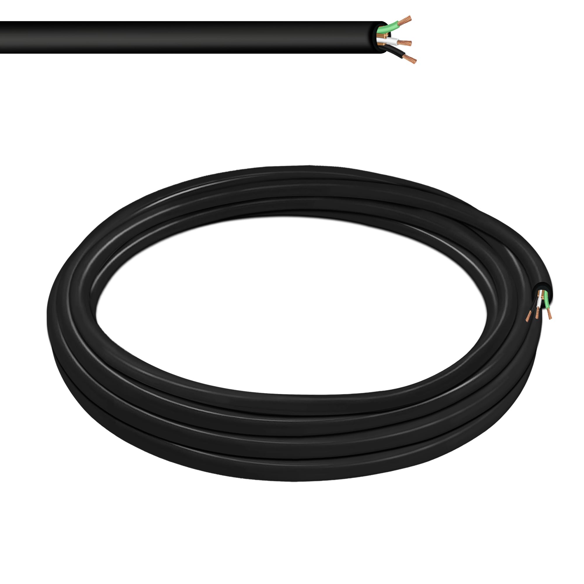 Câble d'alimentation Portable 16/3 SOOW 16 AWG 3 conducteurs 600 V 25 Foot Noir