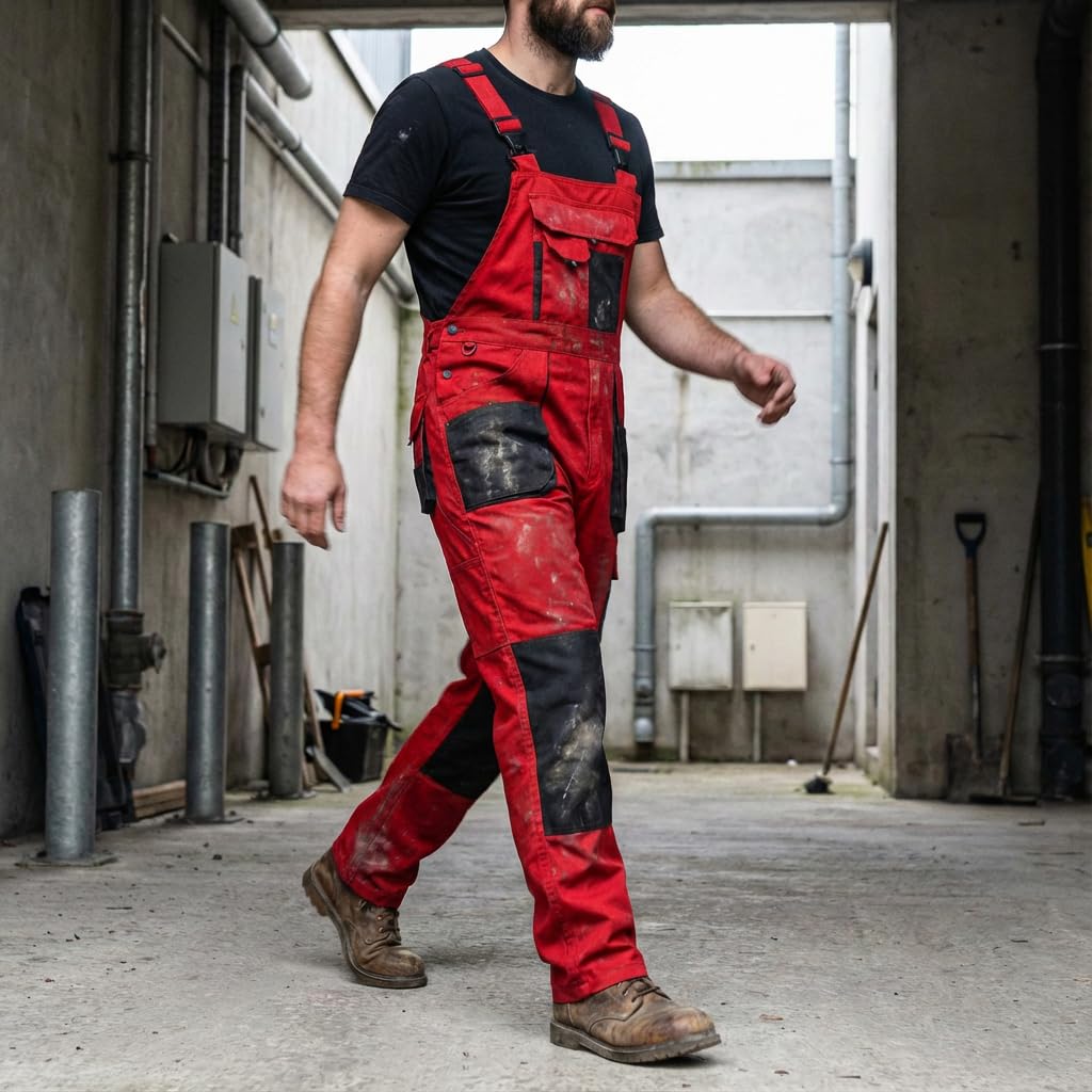 Stenso Kastor Arbeitshosen Männer Latzhose Herren Arbeitshose - Arbeitslatzhose Herren mit Elastischer Bund, Knieverstärkung, Latztasche, Verstellbare Träger, Handytasche, Hammerschlaufe