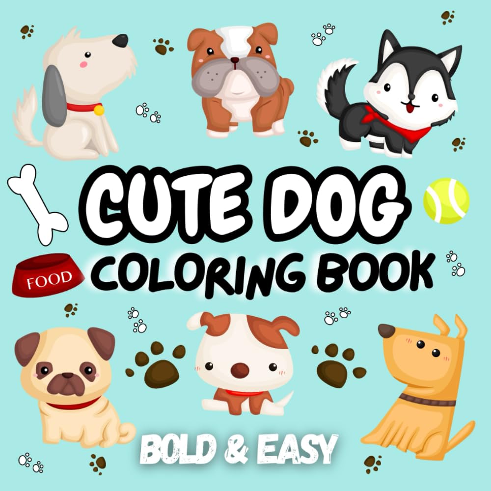 Cute Dog Coloring Book: Simple and Easy Puppy-Themed Designs ...